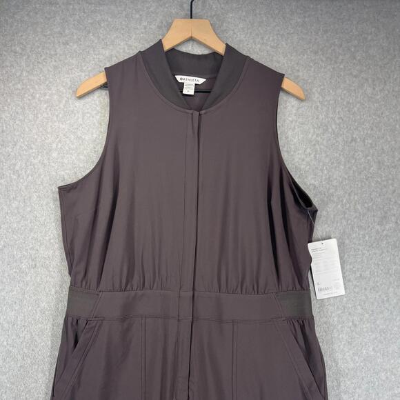 Athleta Brooklyn Jumpsuit Womens 16 Athleisure Lightweight Shale Pockets NWT - Picture 2 of 12